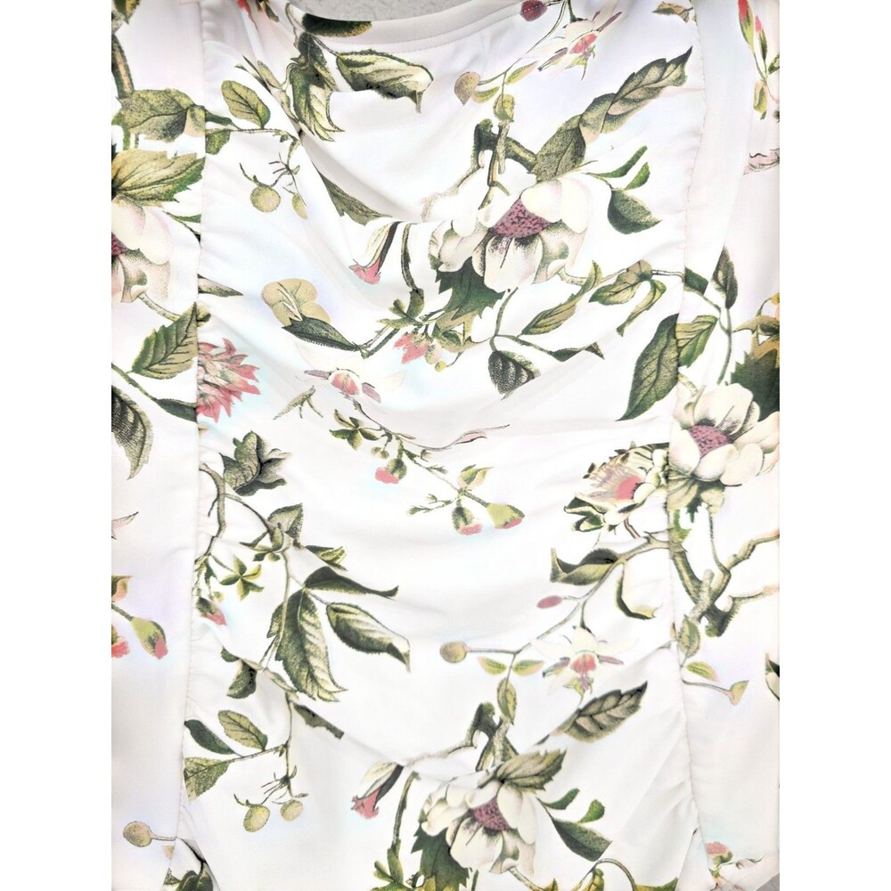 Shade And Shore Women’s White Floral One Piece Swimsuit Tummy Control Sz L NWT - Picture 9 of 9